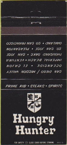 Matchbook Cover - Hungry Hunter San Diego CA 30 Strike