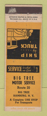 Matchbook Cover - Big Tree Motor Service Trucking Hamburg NY ADVANCE WEAR