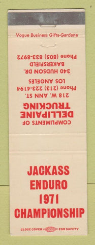 Matchbook Cover Dellipaine Trucking Bakersfield Los Angeles 1971 Jackass Enduro