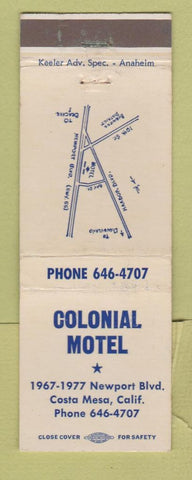 Matchbook Cover - Colonial Motel Costa Mesa CA