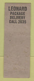 Matchbook Cover - Leonard Package Delivery Storage York PA trucking WEAR