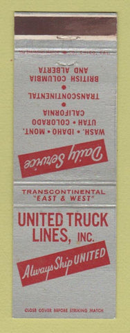 Matchbook Cover - United Truck Lines Trucking WEAR