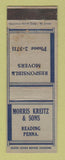 Matchbook Cover - Morris Kreitz Son Movers Reading PA WEAR