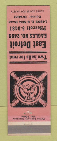 Matchbook Cover - Eagles Club East Detroit MI
