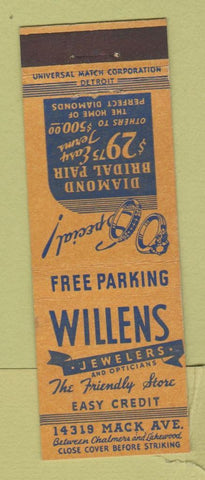 Matchbook Cover - Willens Jewelry Detroit MI