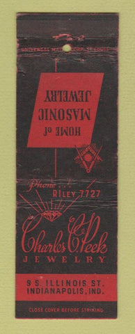 Matchbook Cover - Charles Peek Jewelry Indianapolis IN Masonic WORN