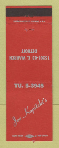Matchbook Cover - Joe Kopitzki's Detroit MI