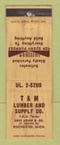 Matchbook Cover - T&M Lumber Supply Rochester MI WEAR