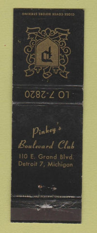 Matchbook Cover - Pinkey's Boulevard Club Detroit MI WEAR