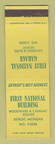 Matchbook Cover - First National Building Detroit MI garage