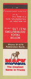 Matchbook Cover - Mack Trucks Palmerston New Zealand