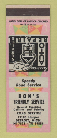 Matchbook Cover - Don's Frinedly Service Auto Repair Detroit MI