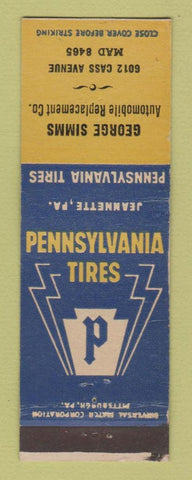 Matchbook Cover - Pennsylvania Tires George Simms Detroit MI