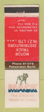 Matchbook Cover - Mack Trucks Palmerston New Zealand WEAR