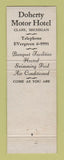 Matchbook Cover - Doherty Motor Hotel Clare MI