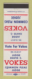 Matchbook Cover - David Vokes Common Pleas Judge Election