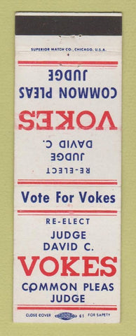 Matchbook Cover - David Vokes Common Pleas Judge Election