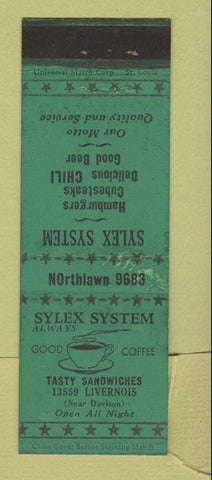 Matchbook Cover - Sylex System Coffee Restaurant Detroit MI WORN