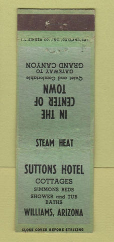 Matchbook Cover - Suttons Hotel Williams AZ