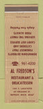Matchbook Cover - Al Fredson's Restaurant Deli Detroit MI