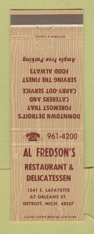 Matchbook Cover - Al Fredson's Restaurant Deli Detroit MI