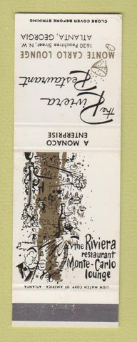 Matchbook Cover - Riviera Restaurant Atlanta GA Monte Carlo Lounge