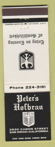 Matchbook Cover - Peter's Hofbrau San Diego CA