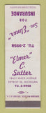 Matchbook Cover - Elmer Sutter Insurance Detroit MI