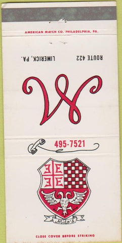 Matchbook Cover - Milo's Restaurant Limerick PA 30 Strike