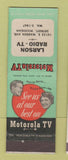 Matchbook Cover - Motorola TV Larson Radio Detroit MI