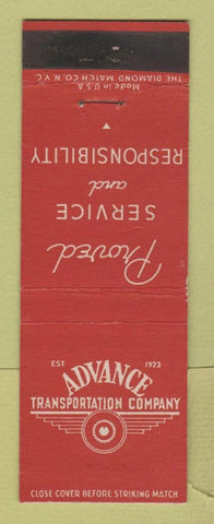 Matchbook Cover - Advance Transportation Trucking Chicago IL Milwaukee WI