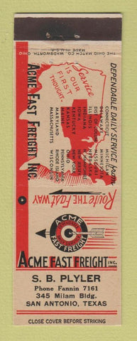 Matchbook Cover - Acme Fast Freight Trucking San Antonio TX SB Plyler