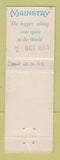 Matchbook Cover - Mainstay Liquor South Africa Rum? 1968