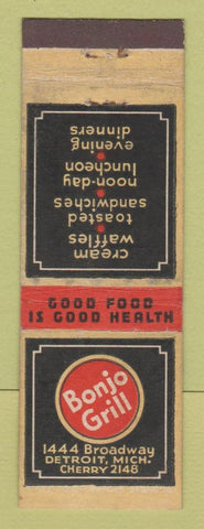 Matchbook Cover - Bonjo Grill Detroit MI