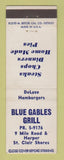 Matchbook Cover - Blue Gables Grill St Clair Shores MI