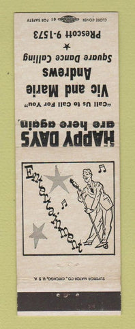 Matchbook Cover - Vic and Marie Andrews Square Dance Calling Detroit? WEAR