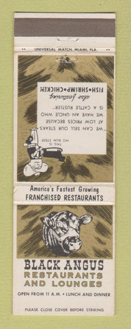 Matchbook Cover - Black Angus Restaurants Miami FL CHAIN