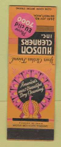 Matchbook Cover - Hudson Cleaners Detroit MI peacock WEAR