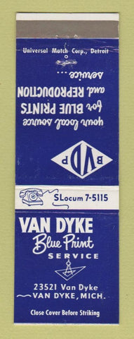 Matchbook Cover - Van Dyke Blue Print Service MI