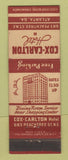 Matchbook Cover - Cox Carlton Hotel Atlanta GA