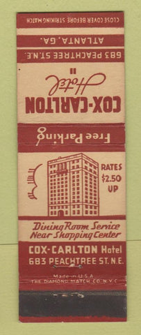 Matchbook Cover - Cox Carlton Hotel Atlanta GA