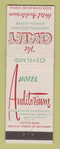 Matchbook Cover - Hotel Auditorium Cleveland OH Chalet