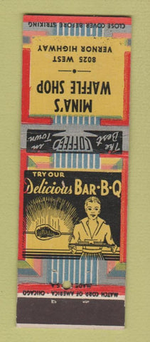 Matchbook Cover - Mina's Waffle Shop BBQ Detroit MI