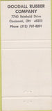 Matchbook Cover - Goodall Rubber Company Cincinnati OH 30 Strike