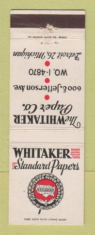 Matchbook Cover - Whitaker Standard Papers Detroit MI WEAR