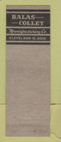 Matchbook Cover - Balas Collet Manufacturing Cleveland OH WORN