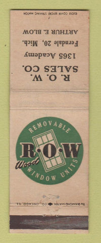 Matchbook Cover - ROW Window Units Ferndale MI WEAR