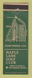 Matchbook Cover - Maple Lane Golf Club Sterling Heights MI