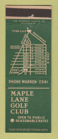 Matchbook Cover - Maple Lane Golf Club Sterling Heights MI
