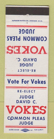 Matchbook Cover - David Vokes Common Pleas Judge Election MI?